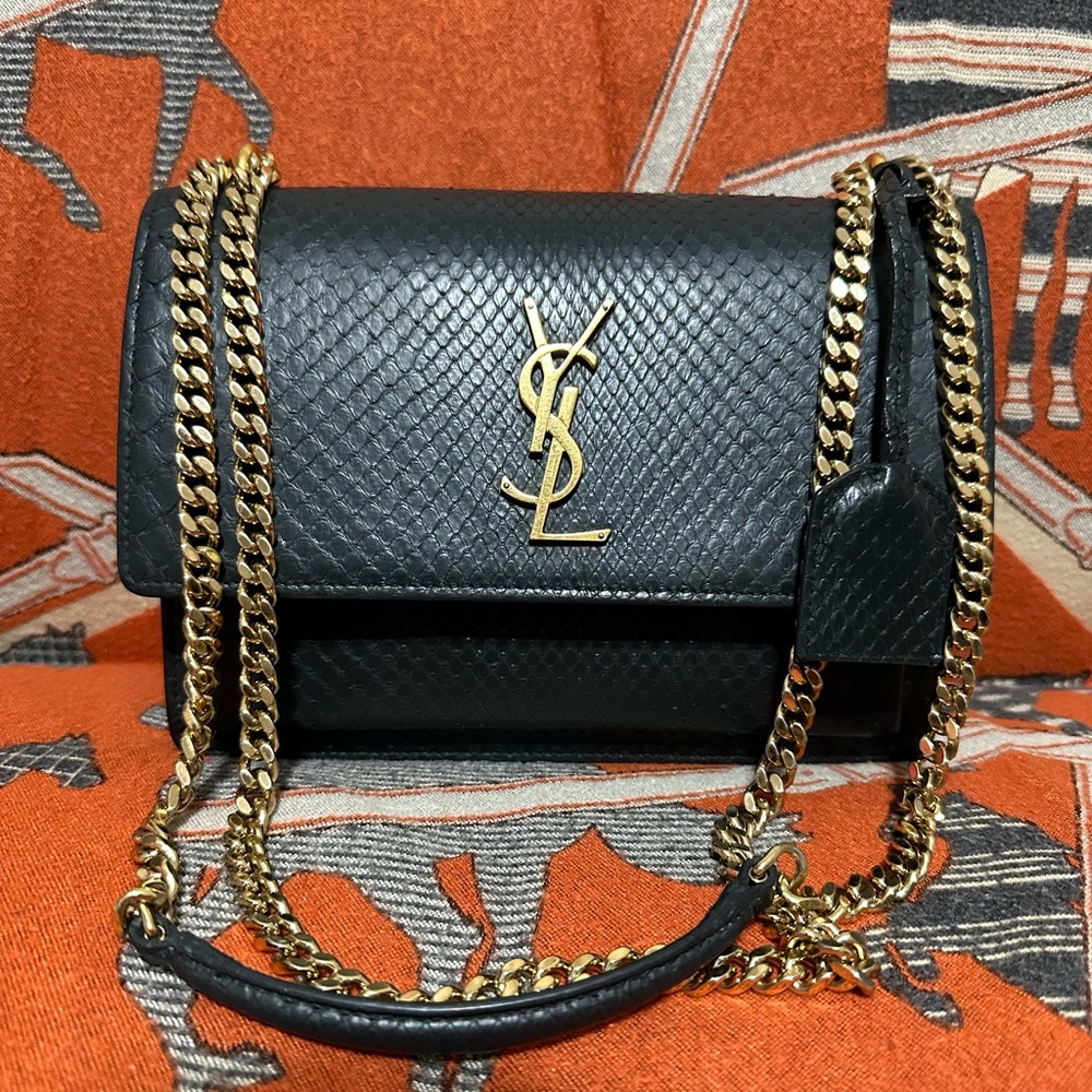YVES SAINT LAURENT ❤️🌟 DEEP GREEN MEDIUM PYTHON … - image 1